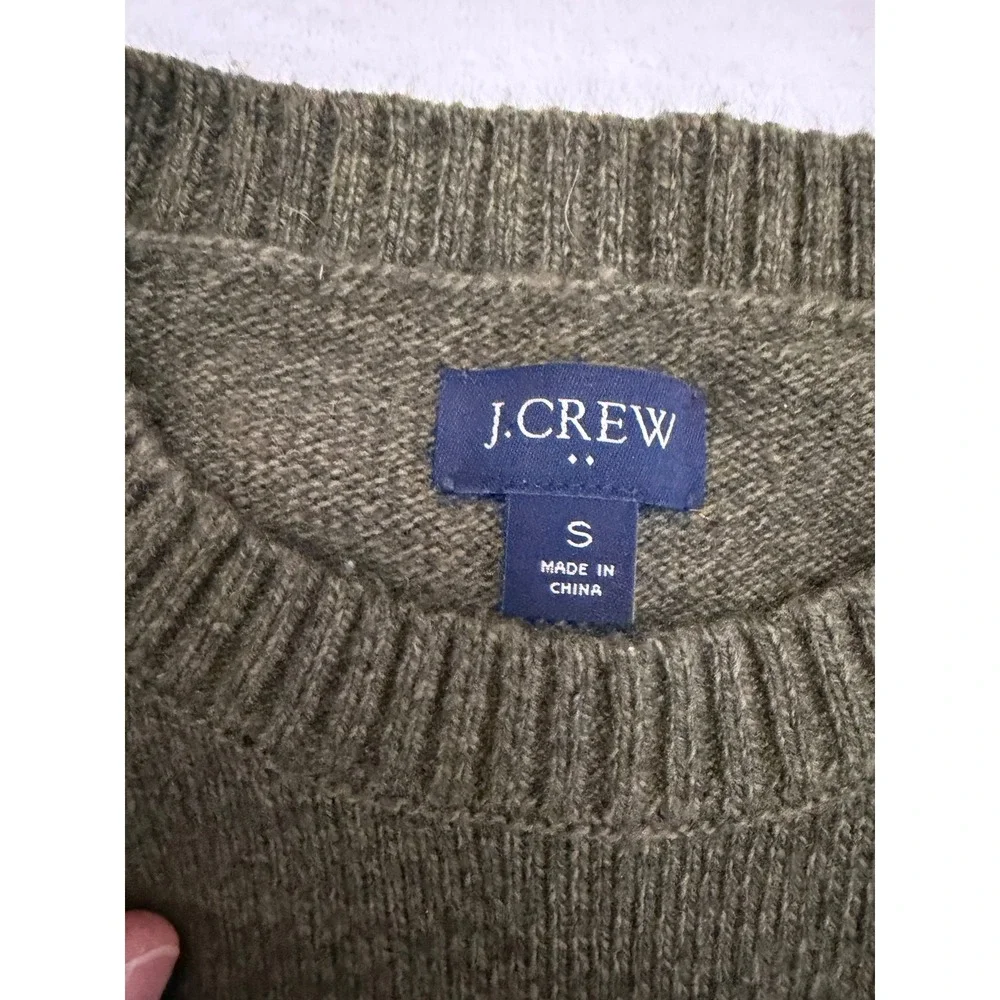 J.Crew Men's Olive Lambswool Blend Sweater Heritage Prep Quiet Luxury Size S EUC